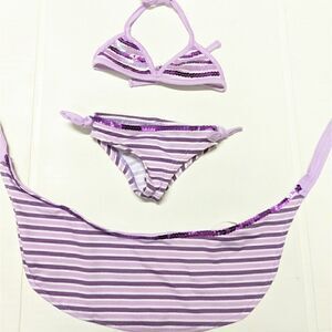 BUILD-A-BEAR STRIPED SEQUINED BIKINI WITH WRAP